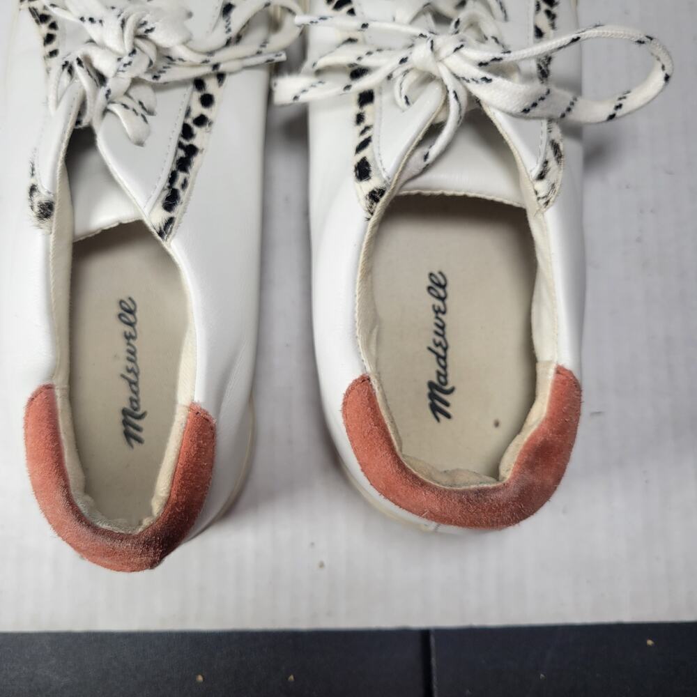 Madewell Leather Leopard Print Casual Lace Up Sidewalk Low-Top Sneakers Size 7.5 - Picture 5 of 9